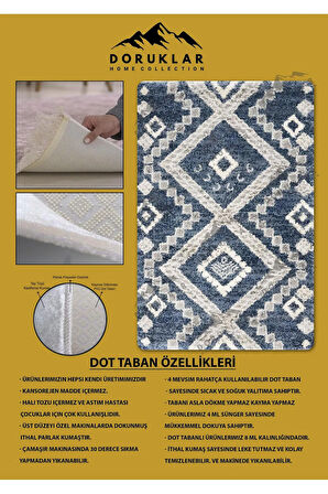 Kaymaz Taban Yıkanabilir Dijital Baskı Dekoratif Modern Desenli Dora Serisi Dot Taban Halı DR28
