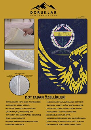 Kaymaz Taban Makinede Yıkanabilir Dijital Baskı Modern Desenli Genç Odası Ve Çocuk Odası Halısı Dot Taban Halı