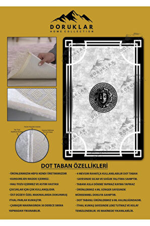Kaymaz Taban Yıkanabilir Dijital Baskı Dekoratif Modern Desenli Apollo Serisi Dot Taban Halı AP18