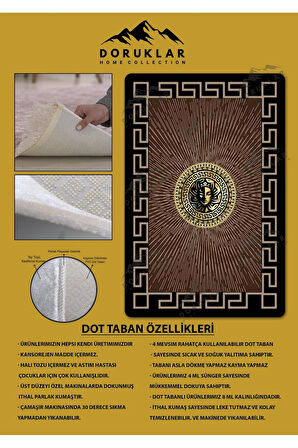 Kaymaz Taban Yıkanabilir Dijital Baskı Dekoratif Modern Desenli Apollo Serisi Dot Taban Halı AP19