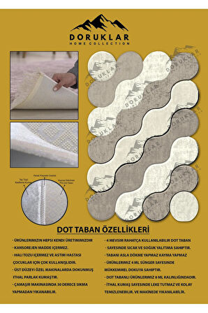 Kaymaz Taban Yıkanabilir Dijital Baskı Dekoratif Modern Desenli Elegance Serisi Lazer Kesim Dot Taban Halı ELG01