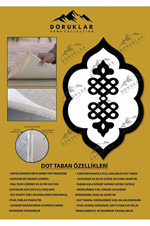 Kaymaz Taban Yıkanabilir Dijital Baskı Dekoratif Modern Desenli Elegance Serisi Lazer Kesim Dot Taban Halı ELG04