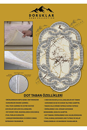 Kaymaz Taban Yıkanabilir Dijital Baskı Dekoratif Modern Desenli Elegance Serisi Lazer Kesim Dot Taban Halı ELG07