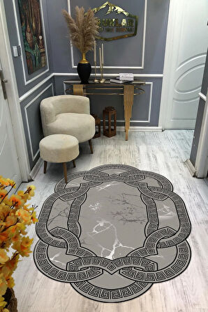 Kaymaz Taban Yıkanabilir Dijital Baskı Dekoratif Modern Desenli Elegance Serisi Lazer Kesim Dot Taban Halı ELG09