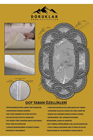 Kaymaz Taban Yıkanabilir Dijital Baskı Dekoratif Modern Desenli Elegance Serisi Lazer Kesim Dot Taban Halı ELG09