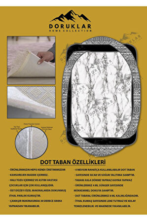 Kaymaz Taban Yıkanabilir Dijital Baskı Dekoratif Modern Desenli Elegance Serisi Lazer Kesim Dot Taban Halı ELG12