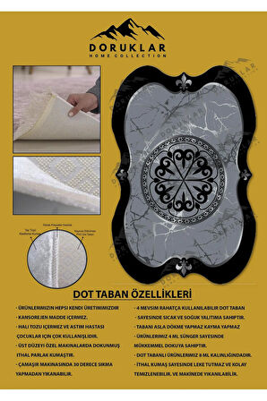 Kaymaz Taban Yıkanabilir Dijital Baskı Dekoratif Modern Desenli Elegance Serisi Lazer Kesim Dot Taban Halı ELG13