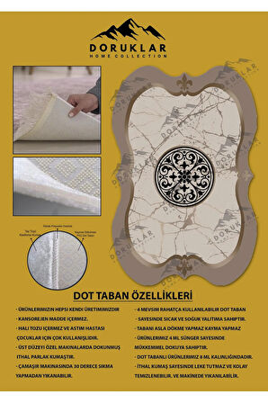 Kaymaz Taban Yıkanabilir Dijital Baskı Dekoratif Modern Desenli Elegance Serisi Lazer Kesim Dot Taban Halı ELG16