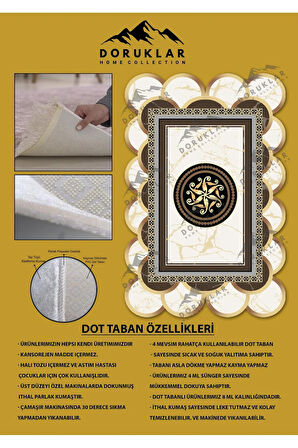 Kaymaz Taban Yıkanabilir Dijital Baskı Dekoratif Modern Desenli Elegance Serisi Lazer Kesim Dot Taban Halı ELG18