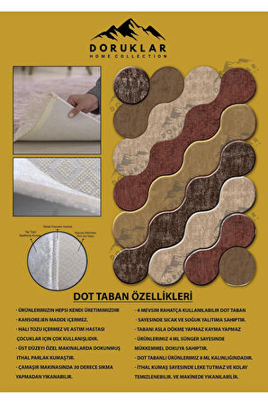Kaymaz Taban Yıkanabilir Dijital Baskı Dekoratif Modern Desenli Elegance Serisi Lazer Kesim Dot Taban Halı ELG36