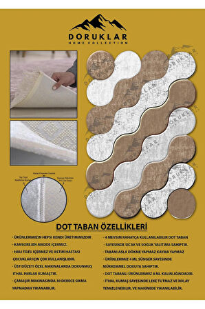 Kaymaz Taban Yıkanabilir Dijital Baskı Dekoratif Modern Desenli Elegance Serisi Lazer Kesim Dot Taban Halı ELG38