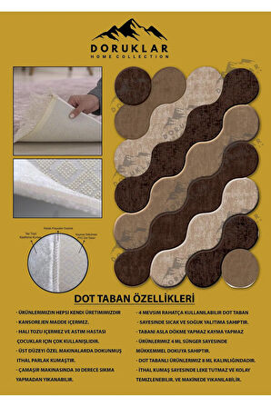 Kaymaz Taban Yıkanabilir Dijital Baskı Dekoratif Modern Desenli Elegance Serisi Lazer Kesim Dot Taban Halı ELG40