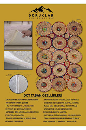 Kaymaz Taban Yıkanabilir Dijital Baskı Dekoratif Modern Desenli Elegance Serisi Lazer Kesim Dot Taban Halı ELG59