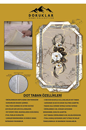 Kaymaz Taban Yıkanabilir Dijital Baskı Dekoratif Modern Desenli Elegance Serisi Lazer Kesim Dot Taban Halı ELG77