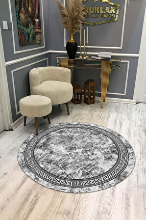 Kaymaz Taban Yıkanabilir Dijital Baskı Dekoratif Modern Desenli Yuvarlak Dot Taban Halı