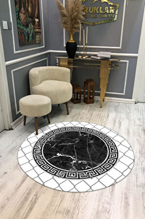 Kaymaz Taban Yıkanabilir Dijital Baskı Dekoratif Modern Desenli Yuvarlak Dot Taban Halı