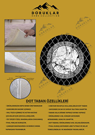 Kaymaz Taban Yıkanabilir Dijital Baskı Dekoratif Modern Desenli Yuvarlak Dot Taban Halı