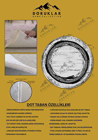 Kaymaz Taban Yıkanabilir Dijital Baskı Dekoratif Modern Desenli Yuvarlak Dot Taban Halı