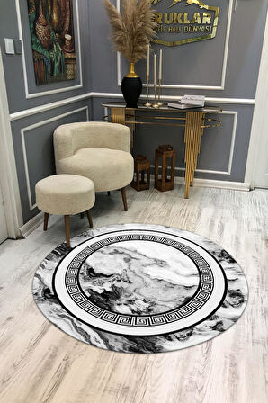 Kaymaz Taban Yıkanabilir Dijital Baskı Dekoratif Modern Desenli Yuvarlak Dot Taban Halı