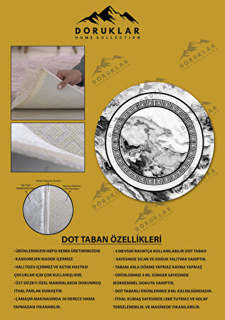 Kaymaz Taban Yıkanabilir Dijital Baskı Dekoratif Modern Desenli Yuvarlak Dot Taban Halı