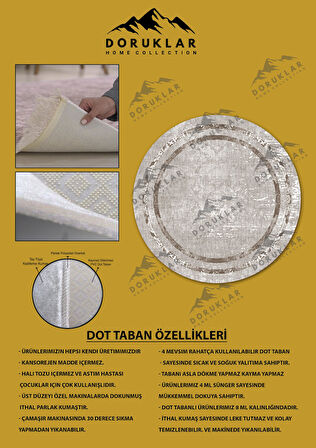 Kaymaz Taban Yıkanabilir Dijital Baskı Dekoratif Modern Desenli Yuvarlak Dot Taban Halı