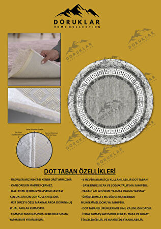 Kaymaz Taban Yıkanabilir Dijital Baskı Dekoratif Modern Desenli Yuvarlak Dot Taban Halı