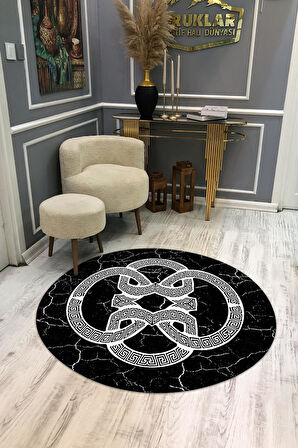 Kaymaz Taban Yıkanabilir Dijital Baskı Dekoratif Modern Desenli Yuvarlak Dot Taban Halı