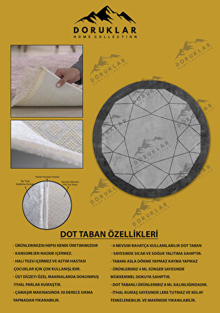 Kaymaz Taban Yıkanabilir Dijital Baskı Dekoratif Modern Desenli Yuvarlak Dot Taban Halı