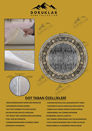 Kaymaz Taban Yıkanabilir Dijital Baskı Dekoratif Modern Desenli Yuvarlak Dot Taban Halı