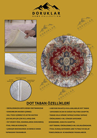 Kaymaz Taban Yıkanabilir Dijital Baskı Dekoratif Modern Desenli Yuvarlak Dot Taban Halı