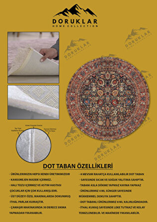 Kaymaz Taban Yıkanabilir Dijital Baskı Dekoratif Modern Desenli Yuvarlak Dot Taban Halı