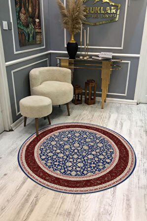Kaymaz Taban Yıkanabilir Dijital Baskı Dekoratif Modern Desenli Yuvarlak Dot Taban Halı