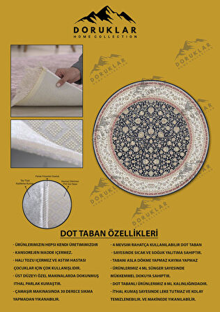 Kaymaz Taban Yıkanabilir Dijital Baskı Dekoratif Modern Desenli Yuvarlak Dot Taban Halı
