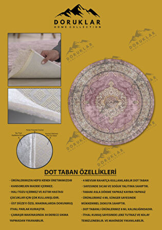 Kaymaz Taban Yıkanabilir Dijital Baskı Dekoratif Modern Desenli Yuvarlak Dot Taban Halı
