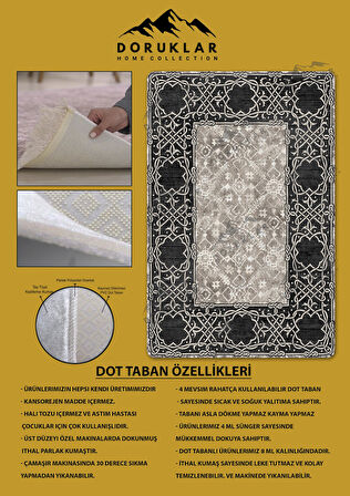 Kaymaz Taban Yıkanabilir Dijital Baskı Dekoratif Modern Desenli Dot Taban Halı Nova Serisi NV56