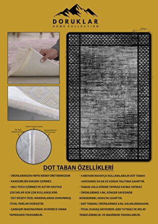 Kaymaz Taban Yıkanabilir Dijital Baskı Dekoratif Modern Desenli Dot Taban Halı Nova Serisi NV72