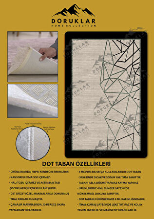 Kaymaz Taban Yıkanabilir Dijital Baskı Dekoratif Modern Desenli Dot Taban Halı Nova Serisi NV74