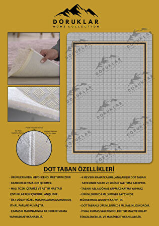 Kaymaz Taban Yıkanabilir Dijital Baskı Dekoratif Modern Desenli Dot Taban Halı Nova Serisi NV102