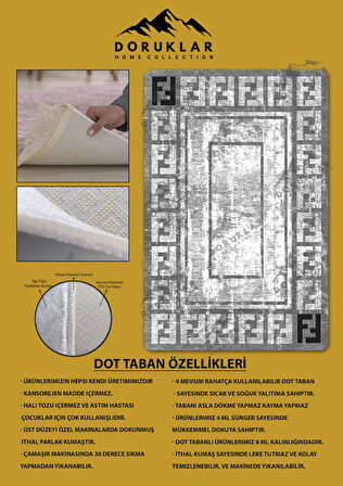 Kaymaz Taban Yıkanabilir Dijital Baskı Dekoratif Modern Desenli Dot Taban Halı Nova Serisi NV117