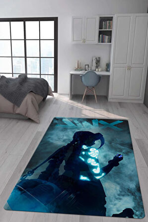 Kaymaz Taban Makinede Yıkanabilir Dijital Baskı Arcane Jinx Desenli Çocuk Odası Halısı Dot Taban Halı Arc01