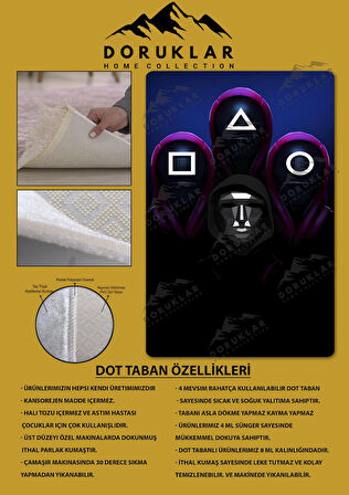 Kaymaz Taban Makinede Yıkanabilir Dijital Baskı Squid Game Desenli Genç Odası Halısı Dot Taban Halı Gnc14