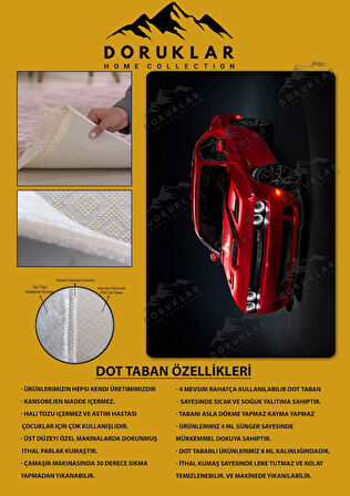 Kaymaz Taban Makinede Yıkanabilir Dijital Baskı Araba Desenli Genç Odası Halısı Dot Taban Halı Gnc29