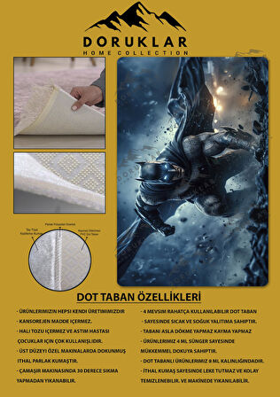 Kaymaz Taban Makinede Yıkanabilir Dijital Baskı Batman Desenli Genç Odası Halısı Dot Taban Halı Gnc32