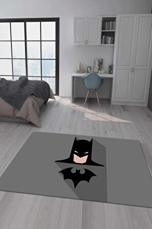 Kaymaz Taban Makinede Yıkanabilir Dijital Baskı Batman Desenli Genç Odası Halısı Dot Taban Halı Gnc39