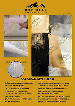 Kaymaz Taban Yıkanabilir Dijital Baskı Dekoratif Modern Desenli Dot Taban Halı Soft  Serisi SFT03