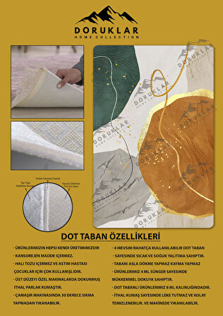 Kaymaz Taban Yıkanabilir Dijital Baskı Dekoratif Modern Desenli Dot Taban Halı Soft  Serisi SFT11