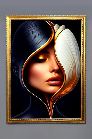 Dekoratif Modern Desenli Çerçeveli Tablo Duvar Tablosu 50x70cm