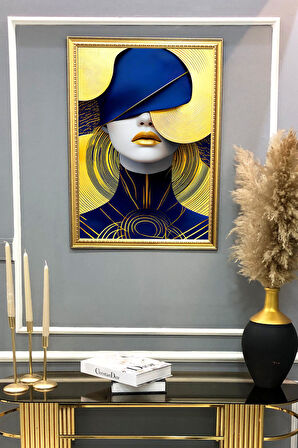 Dekoratif Modern Desenli Çerçeveli Tablo Duvar Tablosu 50x70cm