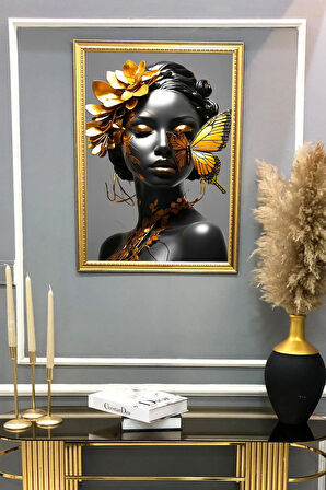 Dekoratif Modern Desenli Çerçeveli Tablo Duvar Tablosu 50x70cm