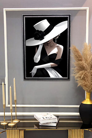 Dekoratif Modern Desenli Çerçeveli Tablo Duvar Tablosu 50x70cm